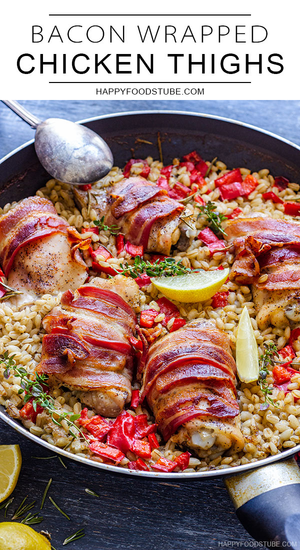 Bacon wrapped chicken thighs pin