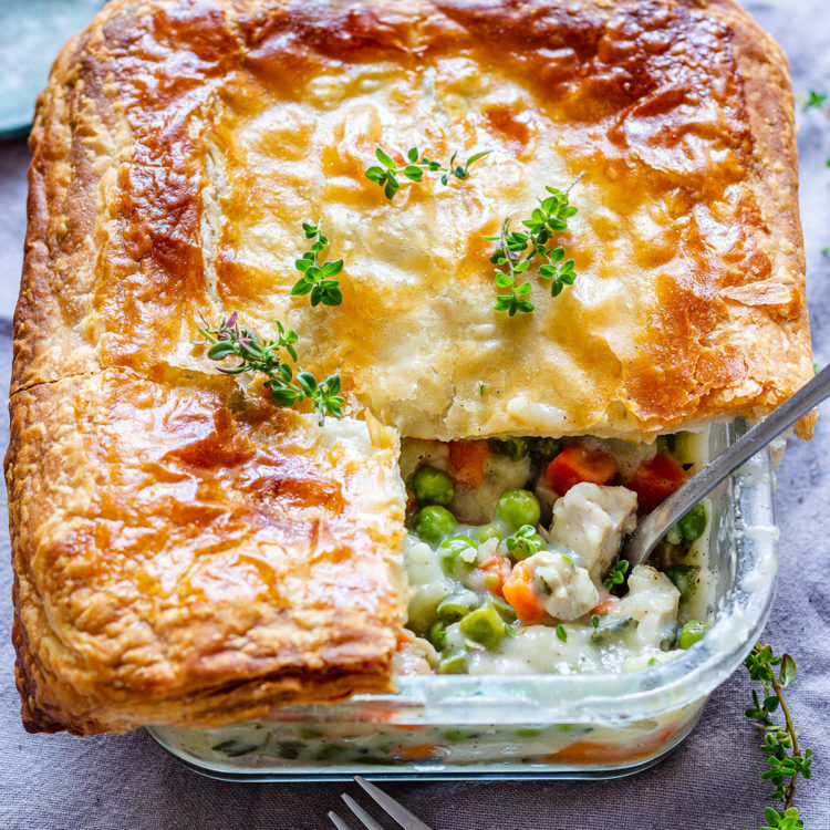 Puff Pastry Chicken Pot Pie Recipe (Small Batch) Happy Foods Tube
