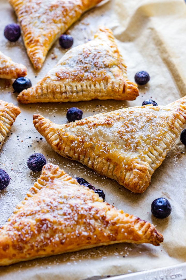 Homemade blueberry turnovers with blueberries