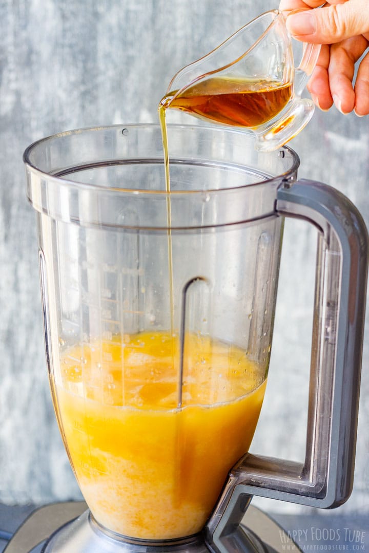 Adding maple syrup to the orange Julius