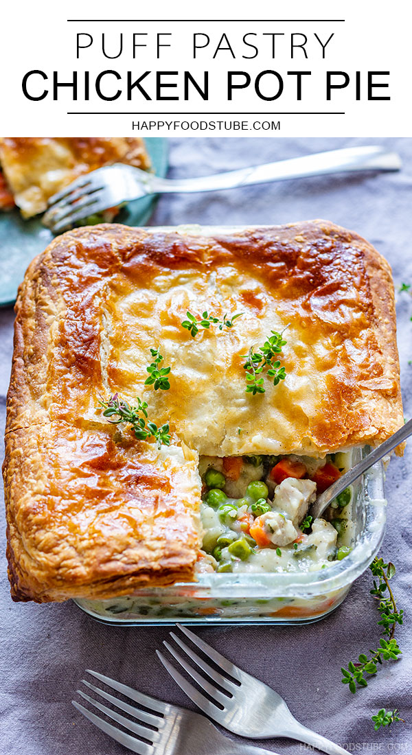 Puff pastry chicken pot pie pin