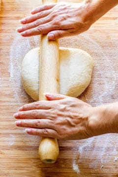 Rolling the Stromboli dough