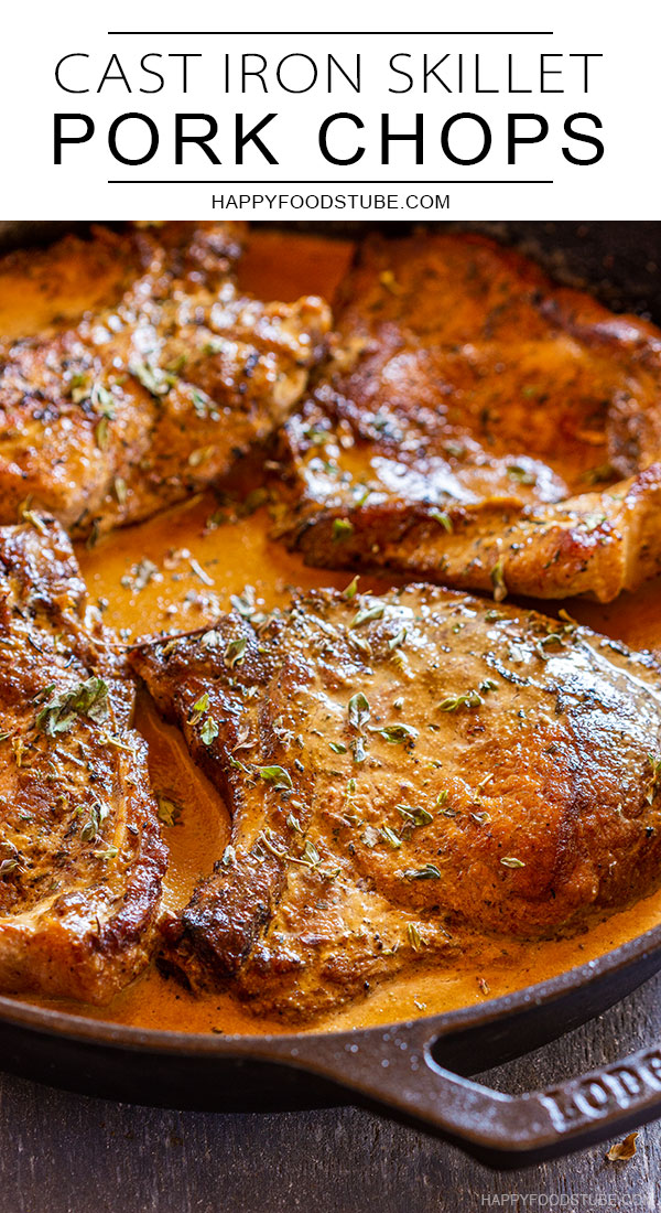 Cast iron skillet pork chops pin