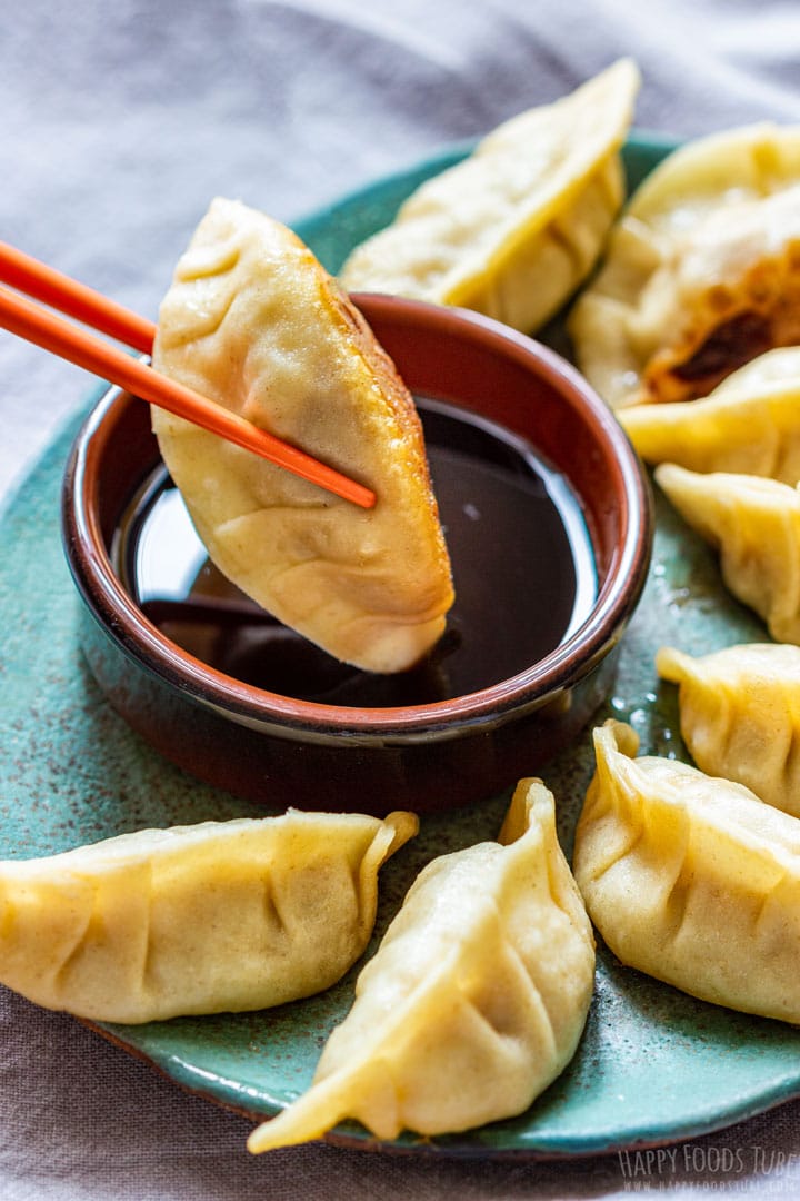 Gyoza dumplings with dipping sauce