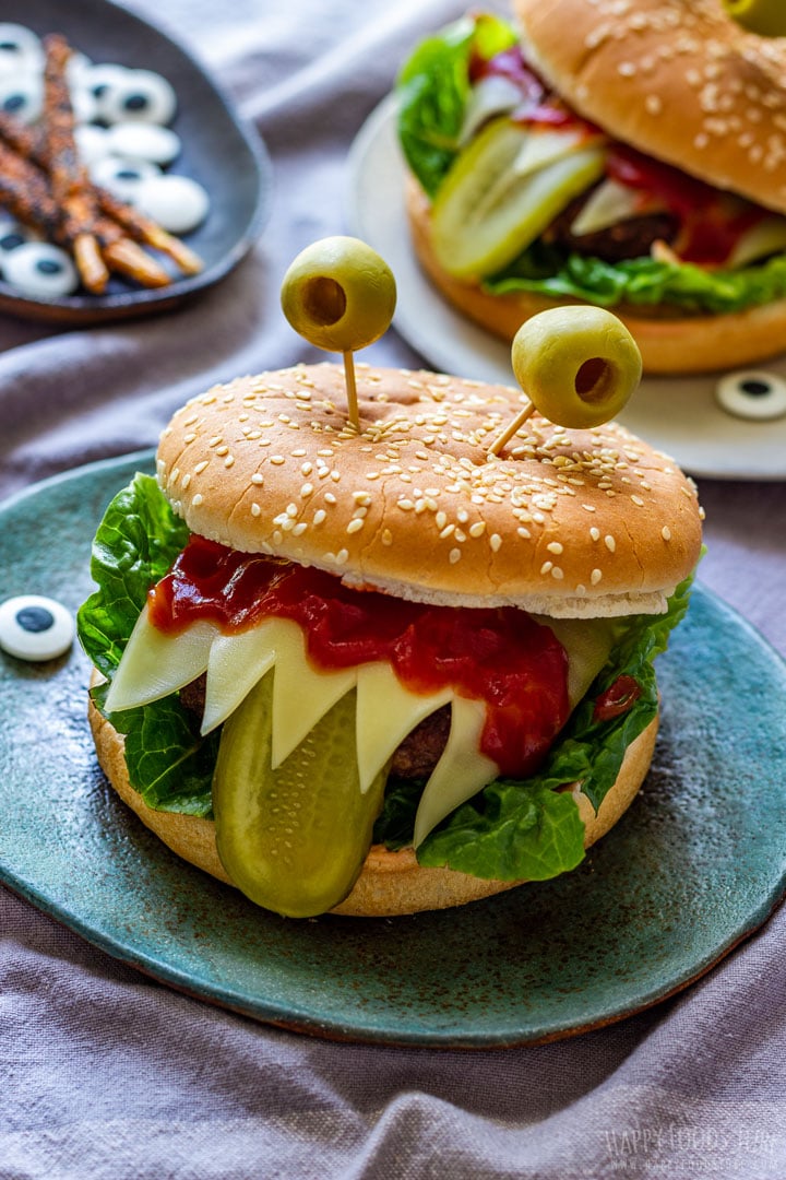 Monster burgers with tongue out