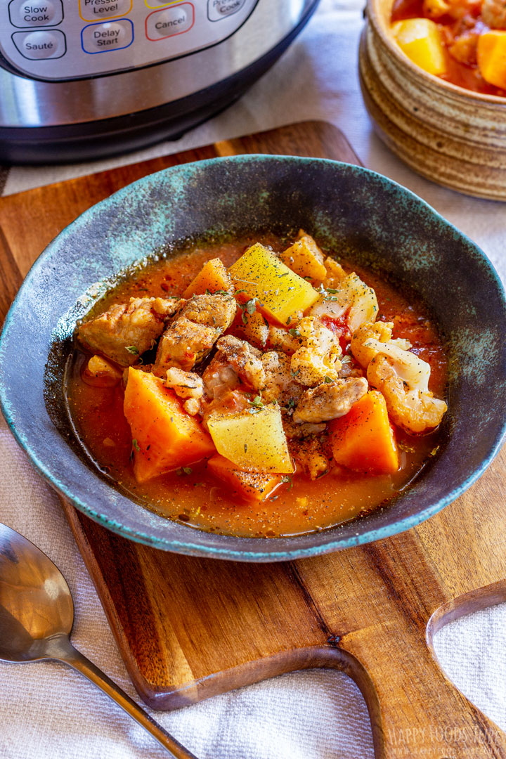 Pressure cooker instant pot pork stew bowl