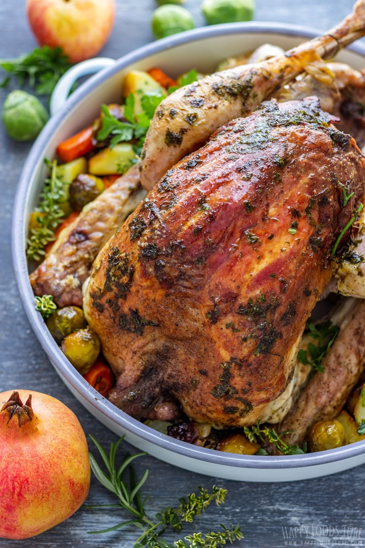 Thanksgiving stuffed turkey with vegetables