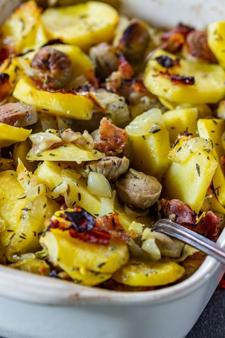 Baked bratwurst casserole dish