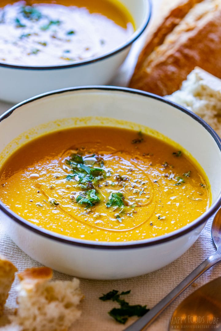 Bowl of honey roasted carrot soup