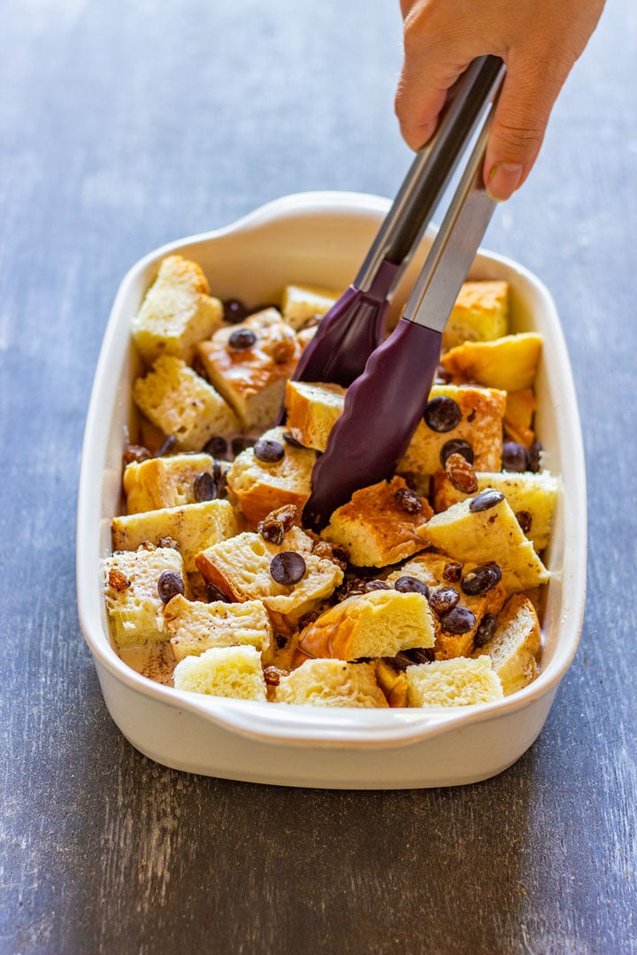 Making bread pudding with brioche step 2