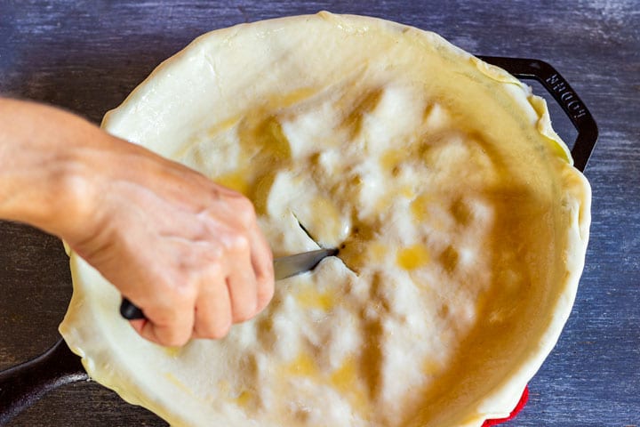 Cutting the pastry that the steam can easily escape during cooking.