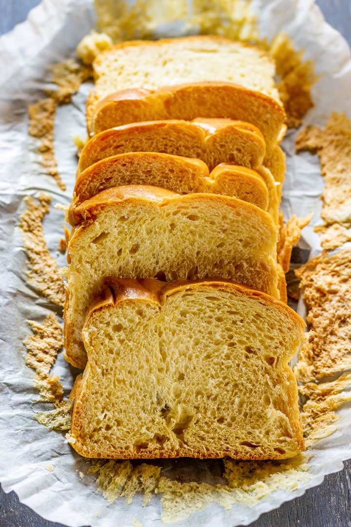 Sliced brioche bread