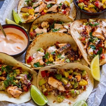 Homemade salmon tacos