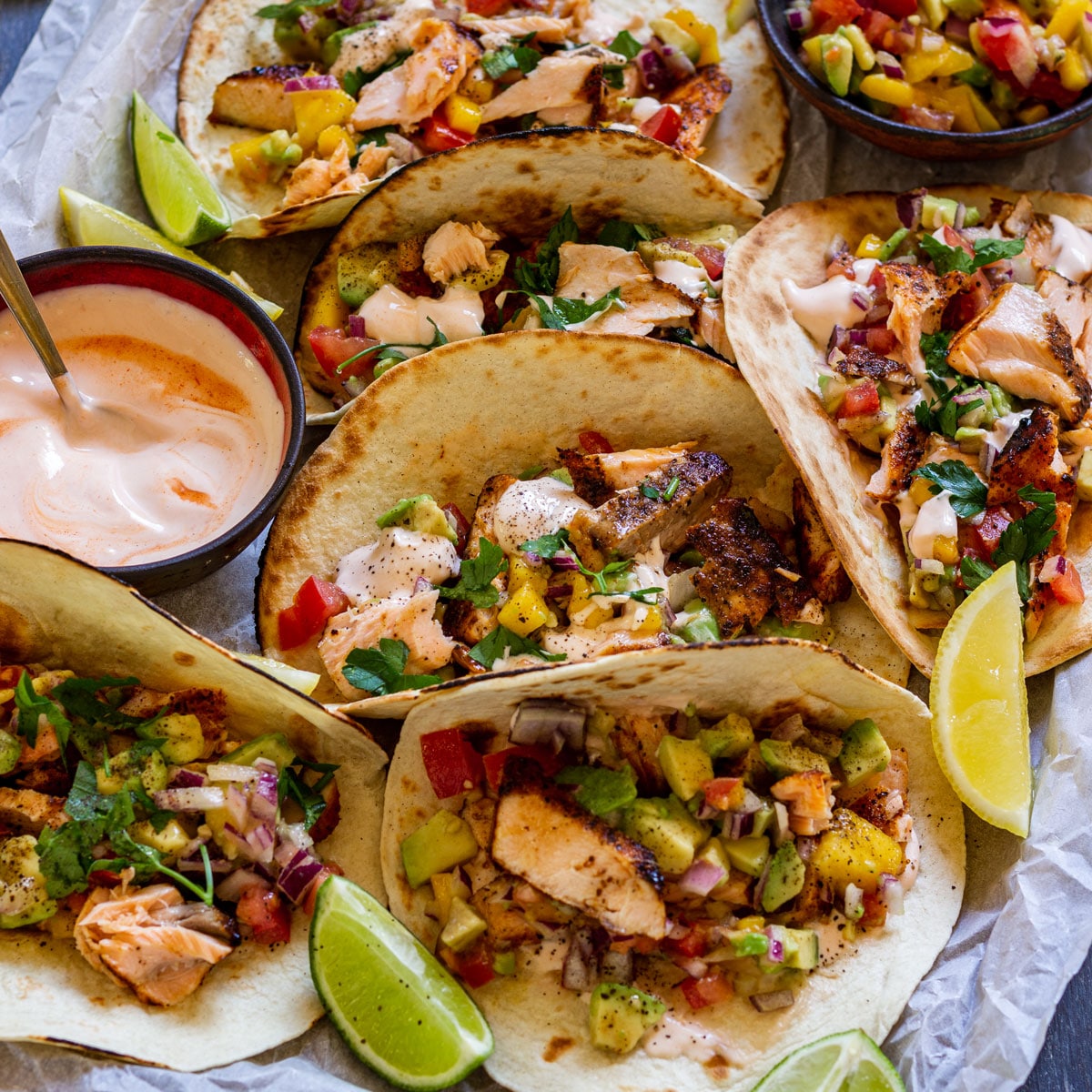 Homemade salmon tacos