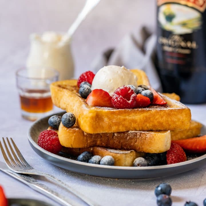 Sweet breakfast plate French toast with Irish cream