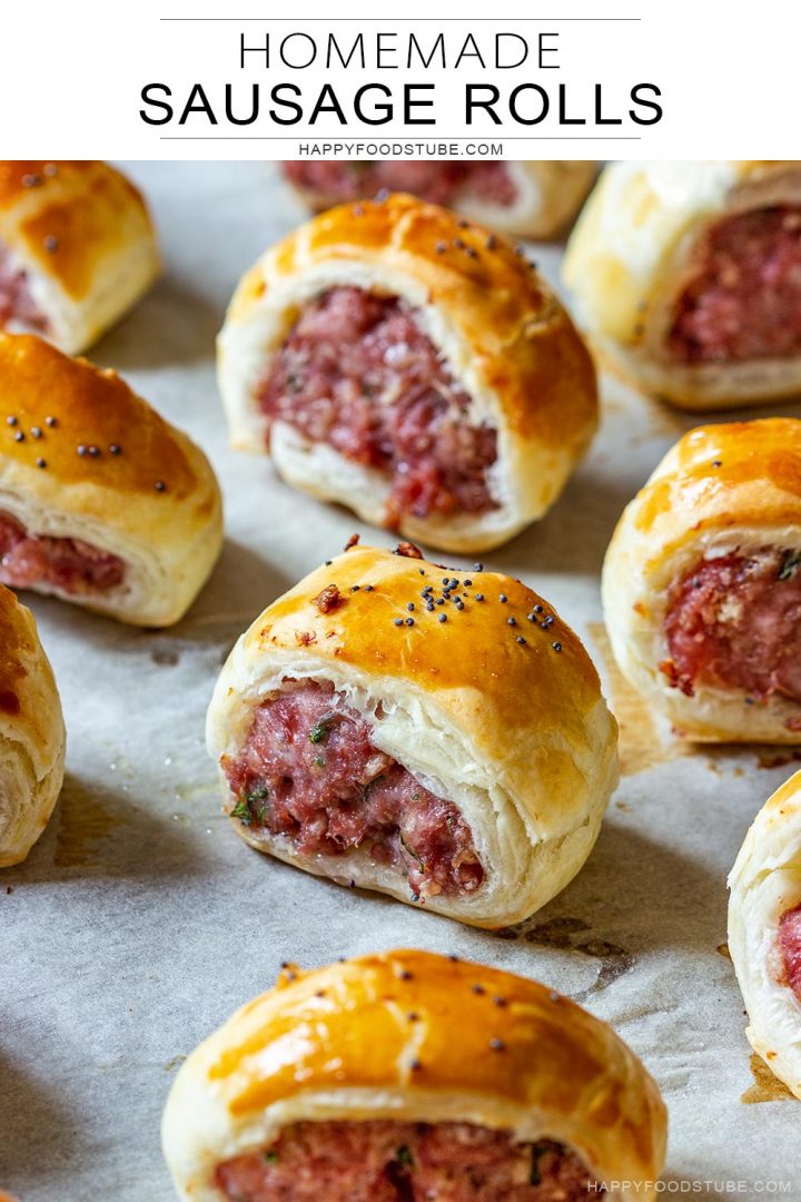 Puff pastry sausage rolls appetizers