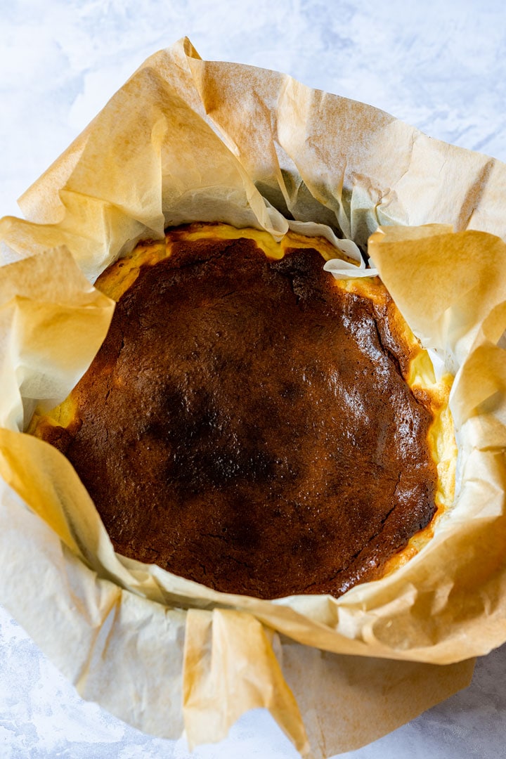 Freshly baked Basque cheesecake