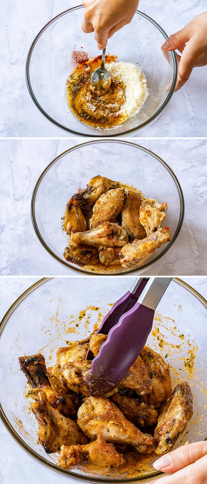 Steps how to make chicken wings with garlic and parmesan cheese