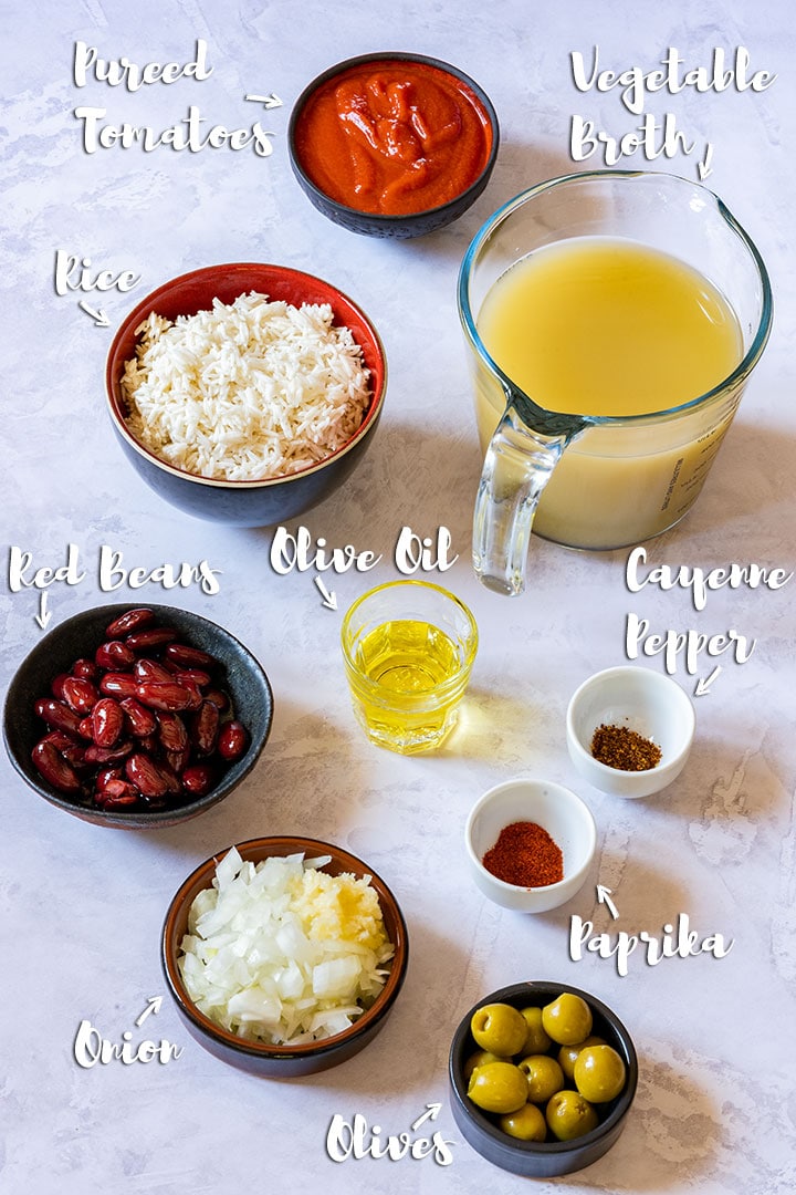 Ingredients you need to make rice and beans