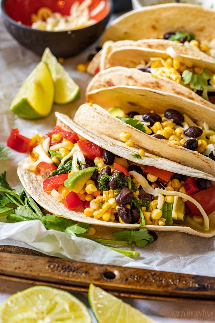 Vegetarian black bean taco close-up