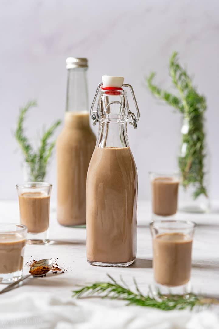 Bottles of homemade Irish cream