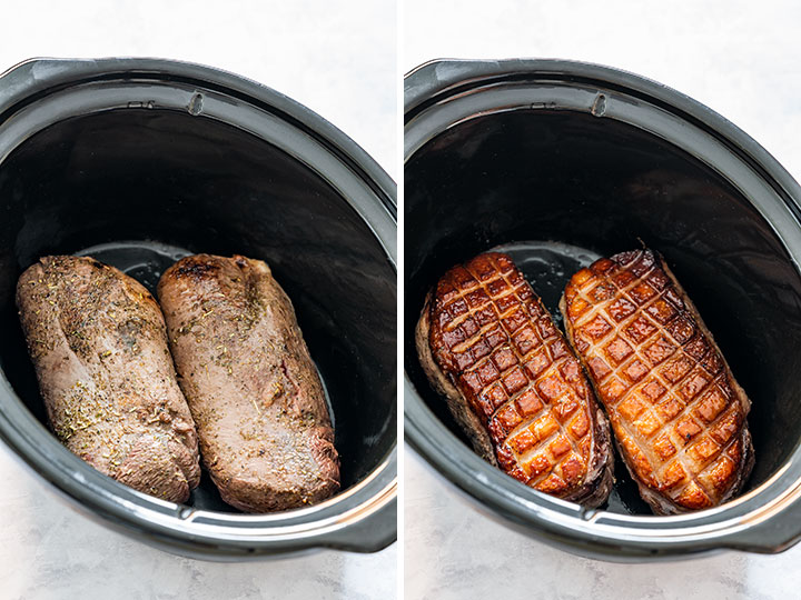 Duck breast fat-side down versus fat-side up