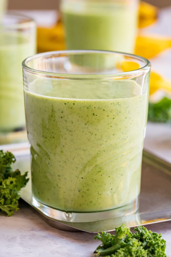 Spinach kale smoothie close-up