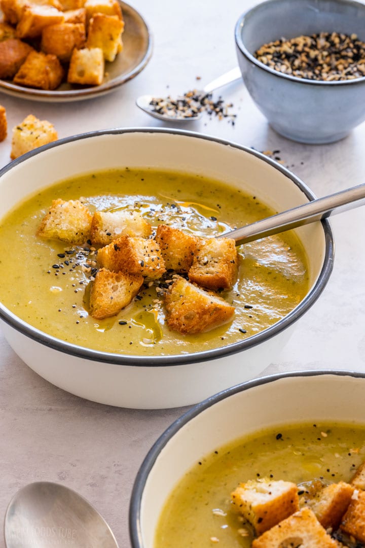 Bowl of freshly made vegetable soup without cream