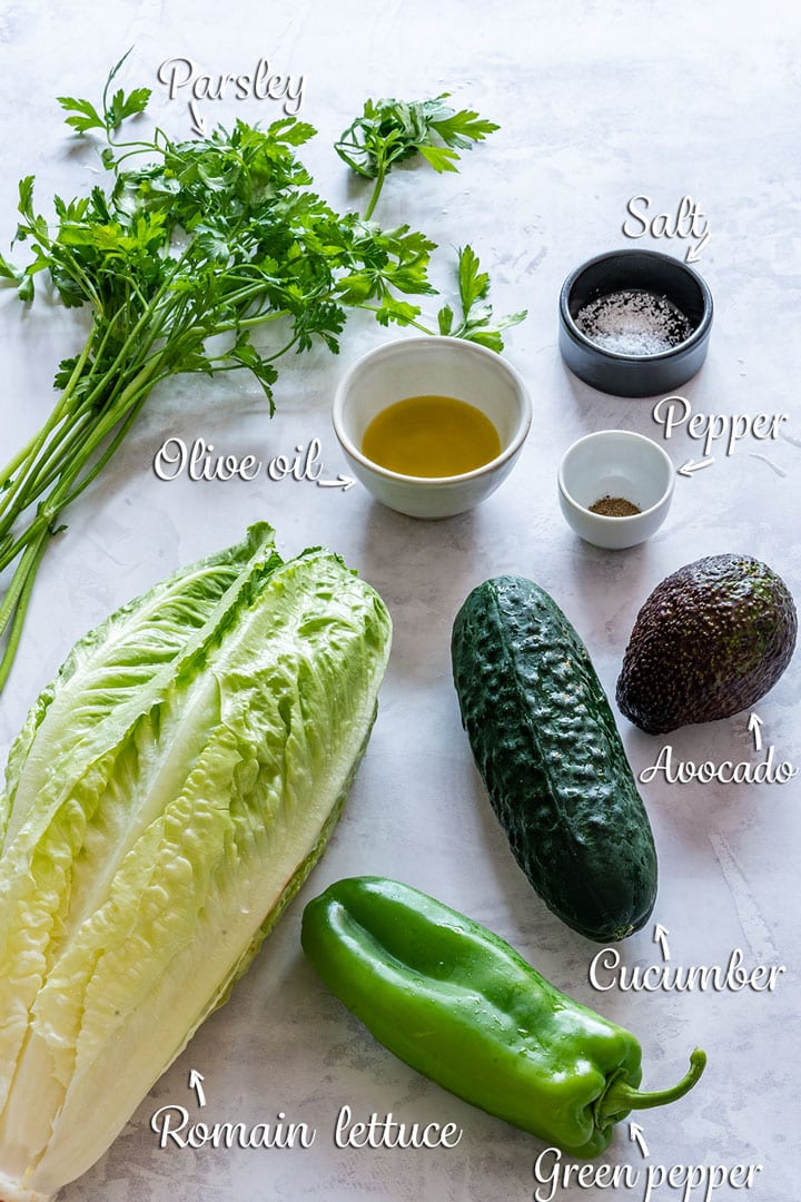 Romaine salad ingredients.