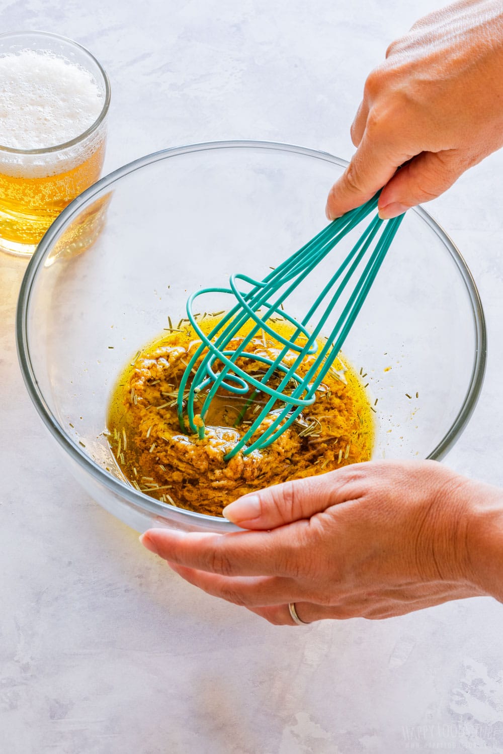 Step one how to make beer marinade for chicken.