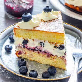 Blueberry cream cake recipe.