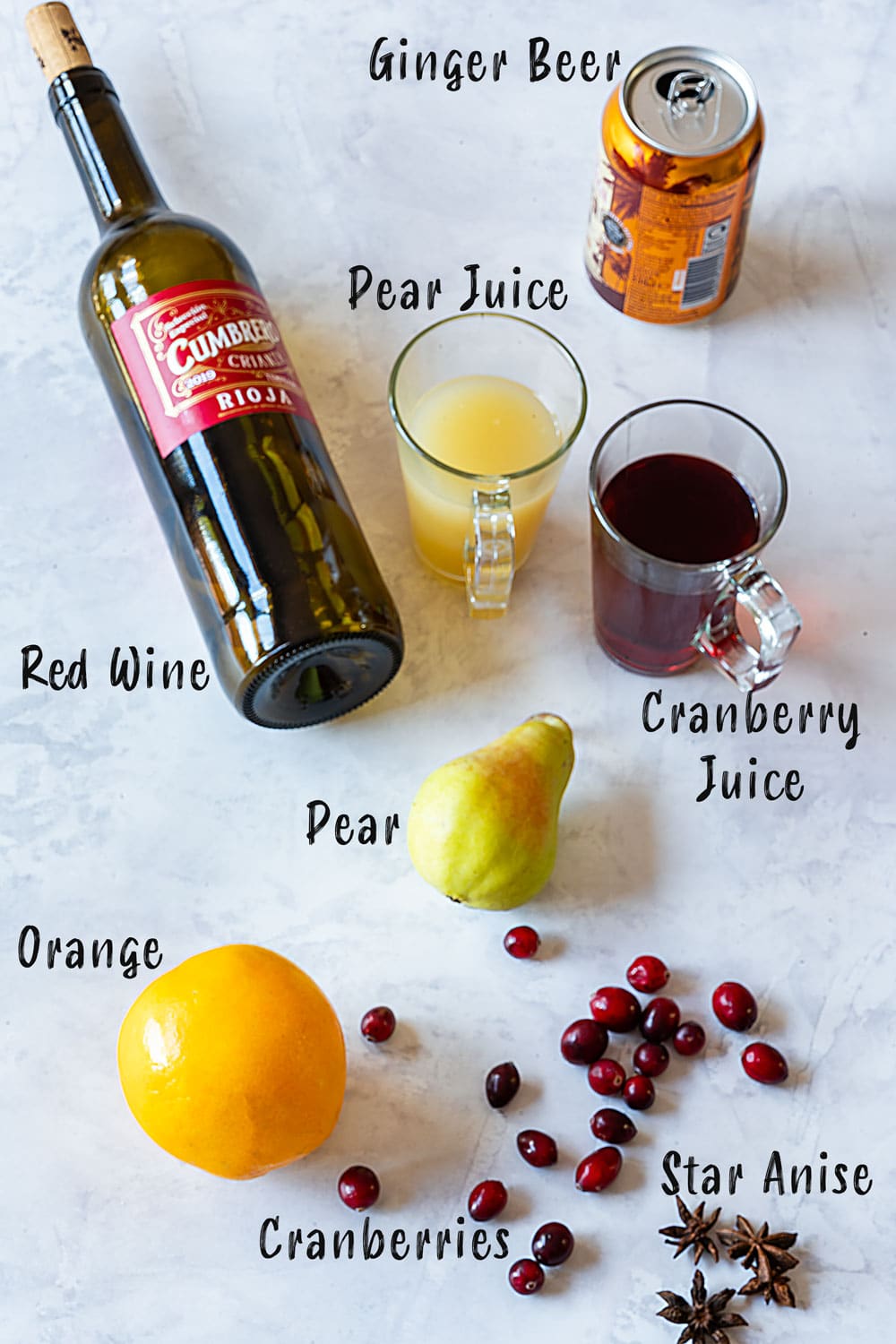 Ingredients for Christmas sangria.