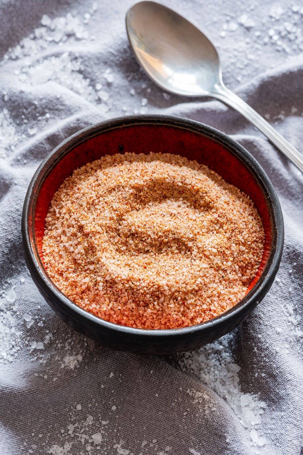 Close-up of seasoned salt.